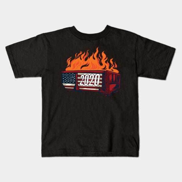 2020 Dumpster Fire Novelty 2020 Bad Year Kids T-Shirt by PsychoDynamics